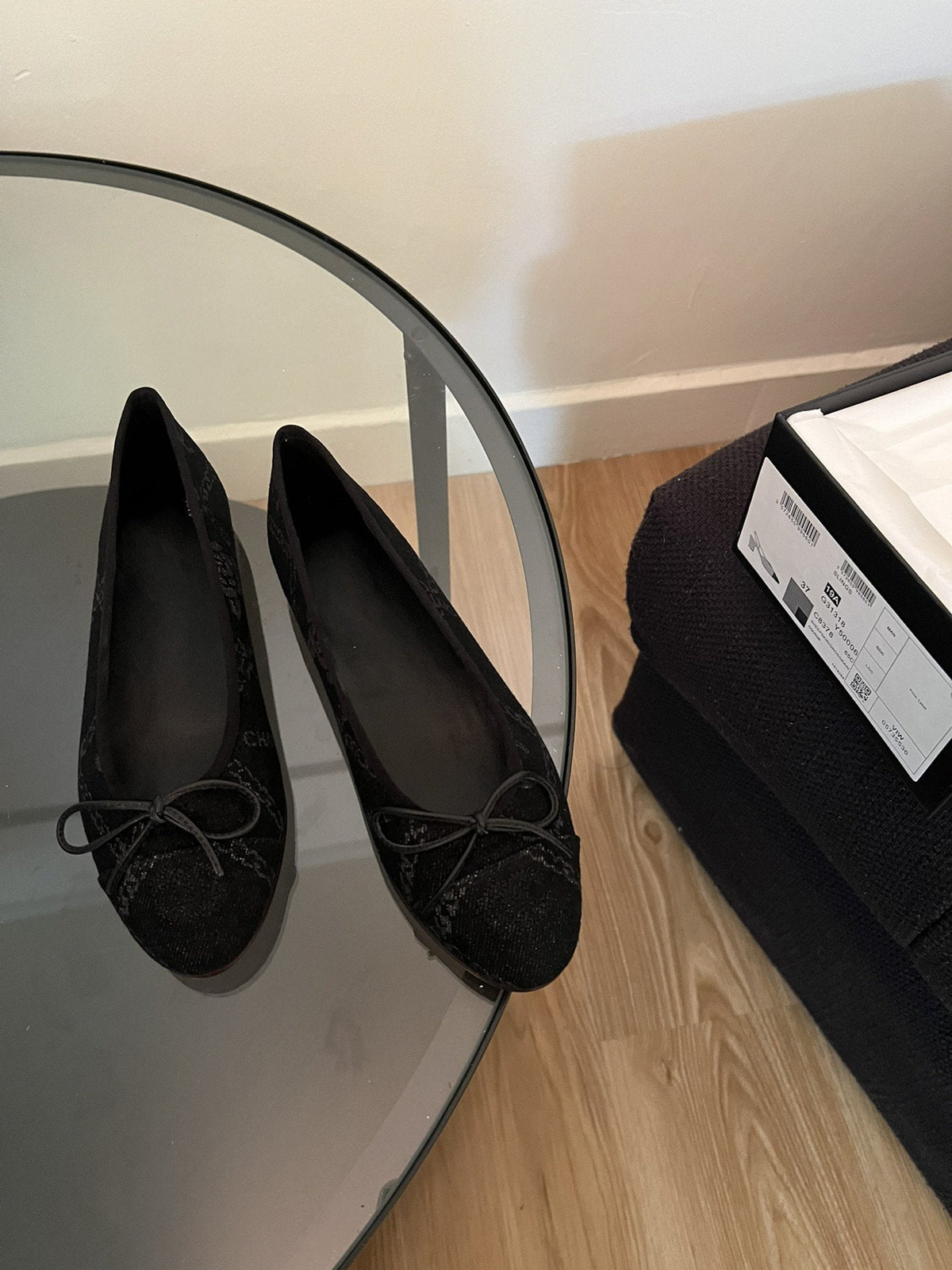 CHANEL ballet flats black denim