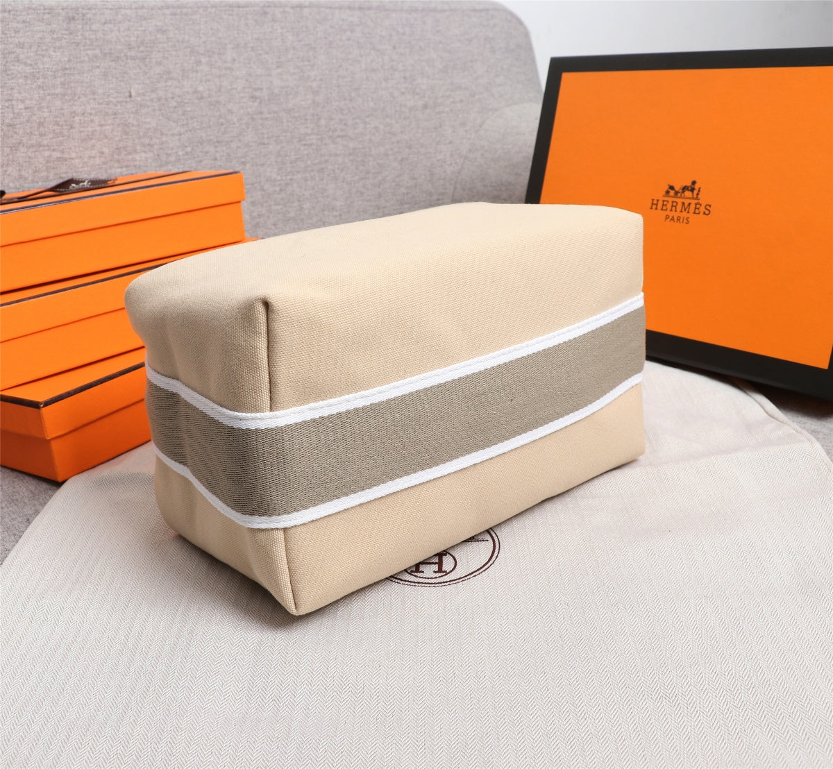 HERMES BRIDE-A-BRAC 21 BEIGE CANVAS