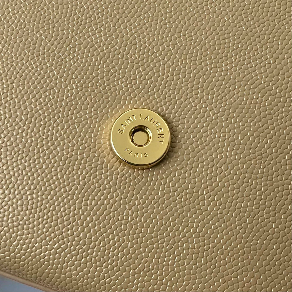 KATE 20 SMALL IN CALFSKIN BEIGE CREAM WITH GOLD LOGO