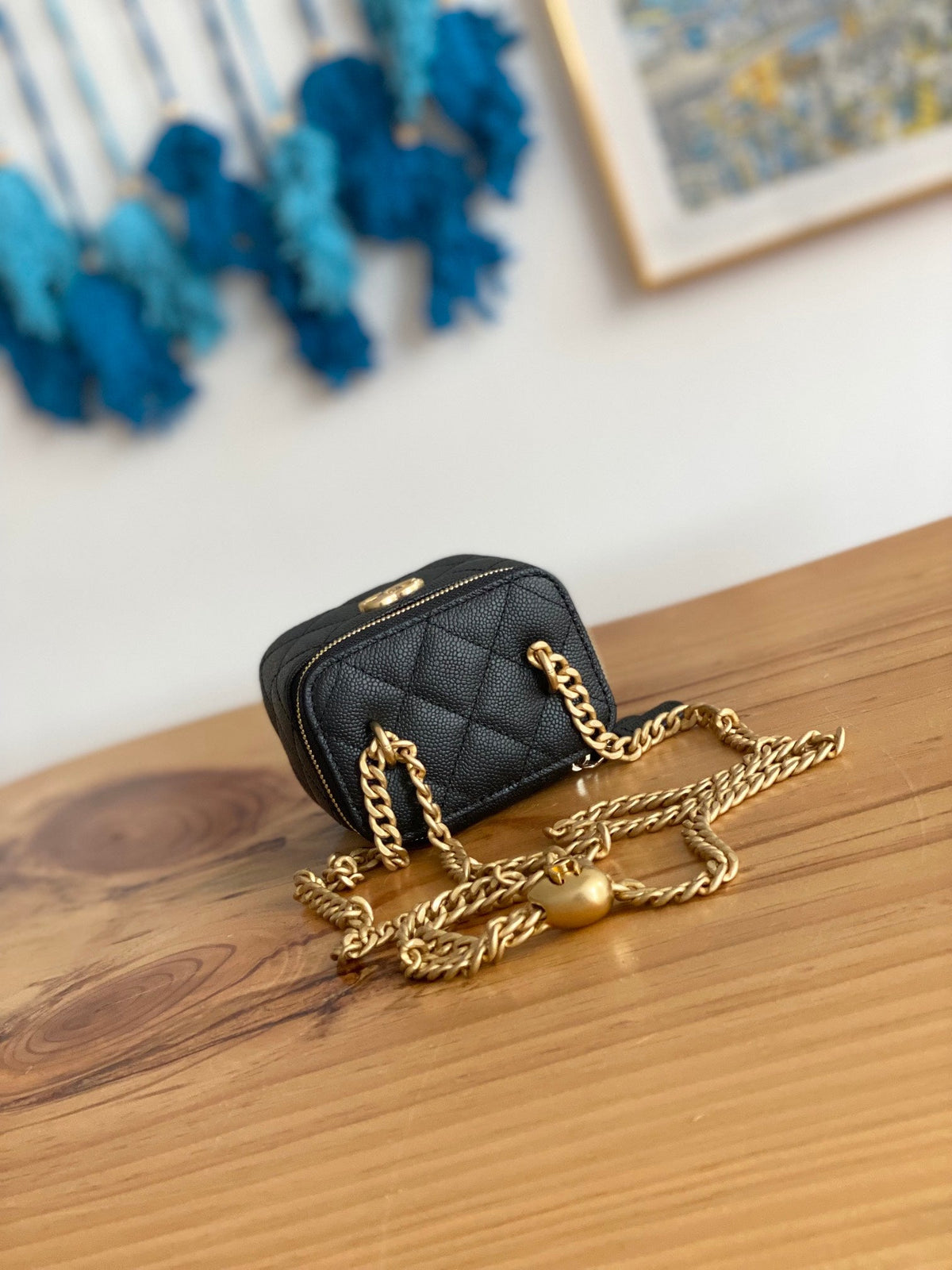 CHANEL MINI 10 VANITY IN BLACK CALFSKIN GOLD HARDWARE