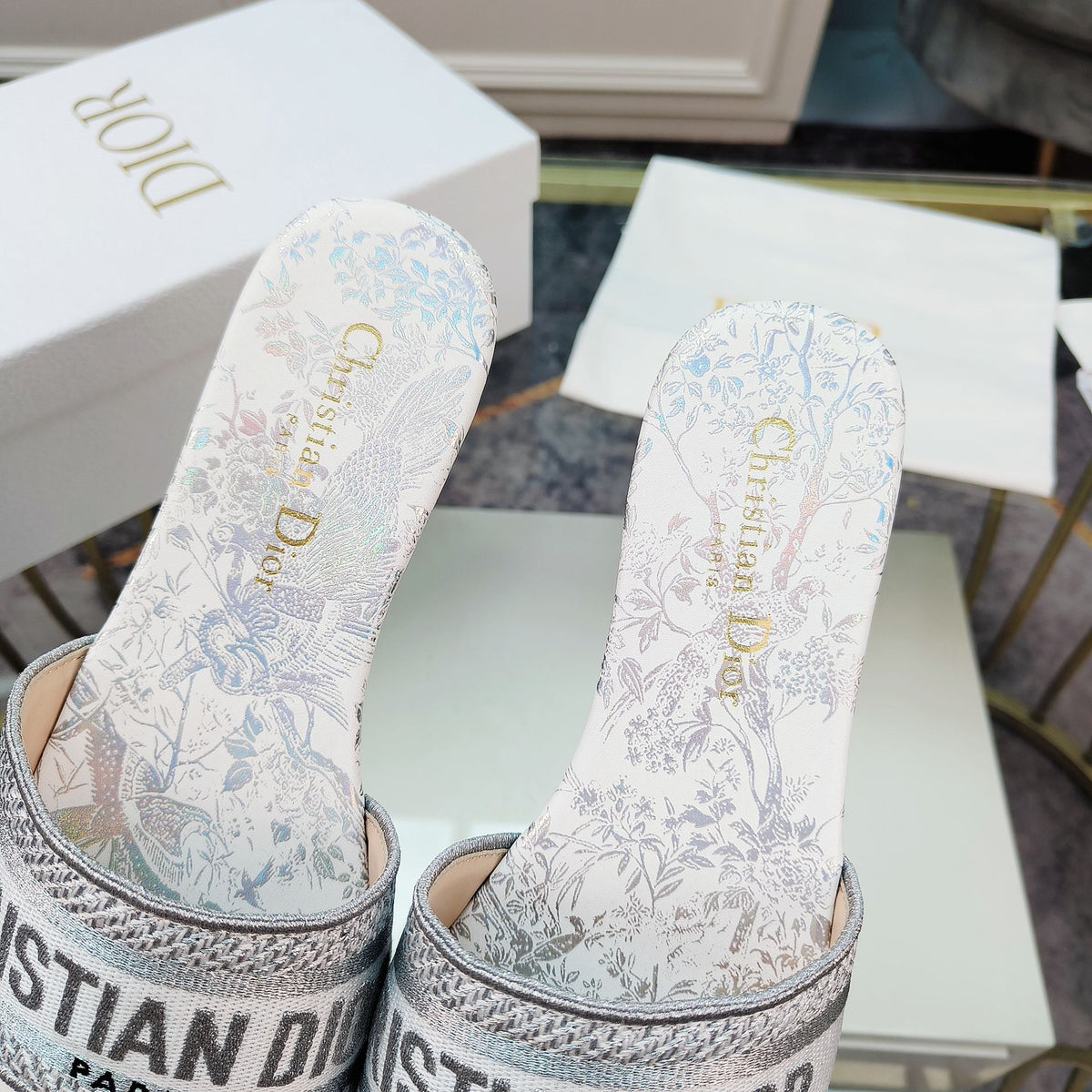 DIOR CD Mule Dway Slide 10mm Multi-motifs Style 6