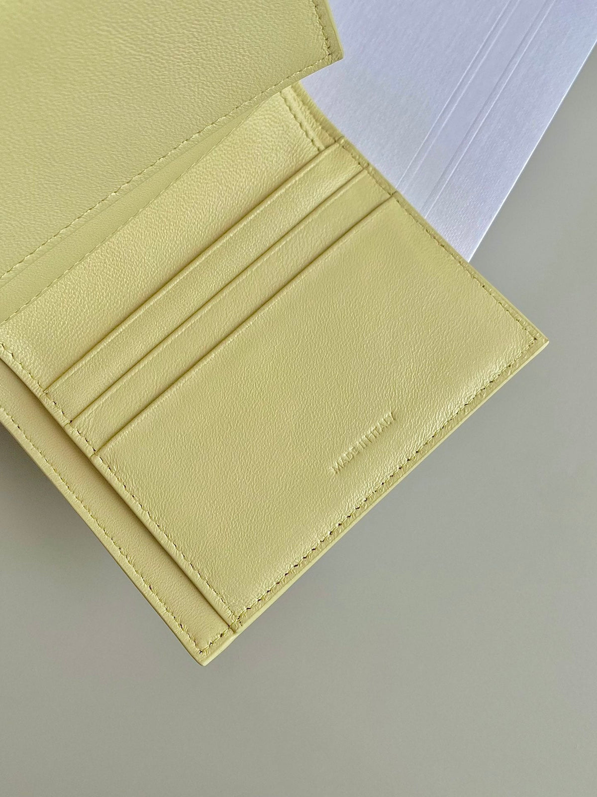 CELINE TRIPHOME 10 TRIFOLD WALLET CALFSKIN YELLOW PASTEL