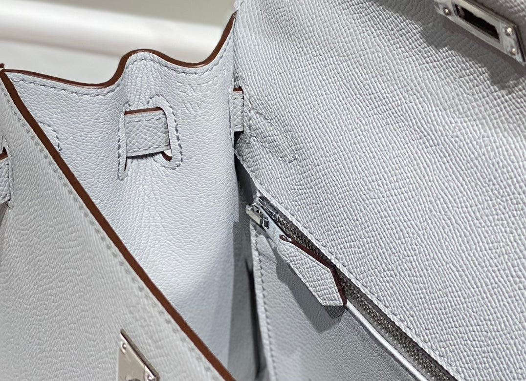 HERMES KELLY 25CM IN GRIS PERLE EPSOM CALFSKIN PALLADIUM HARDWARE