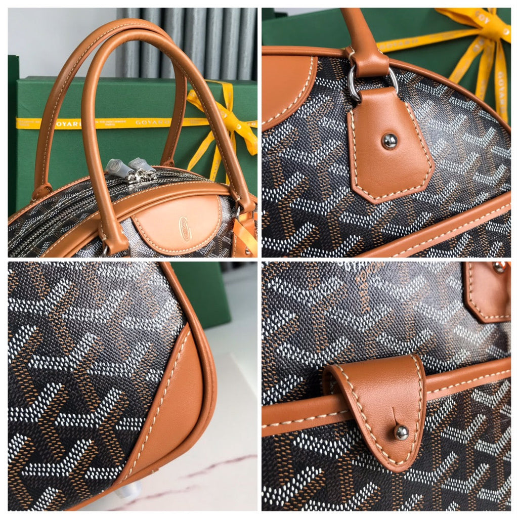 SAINT JEANNE BAG 35 IN BROWN GOYARDINE CANVAS AND CALFSKIN