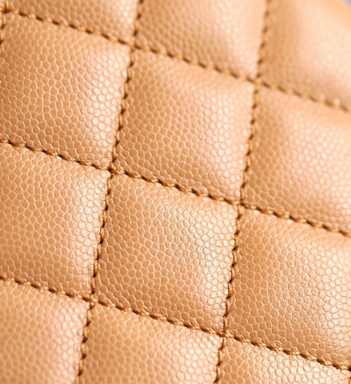 CHANEL 25S FLAP BAG 24 CM IN LIGHT BROWN LAMBSKIN WITH GOLD HARDWARE