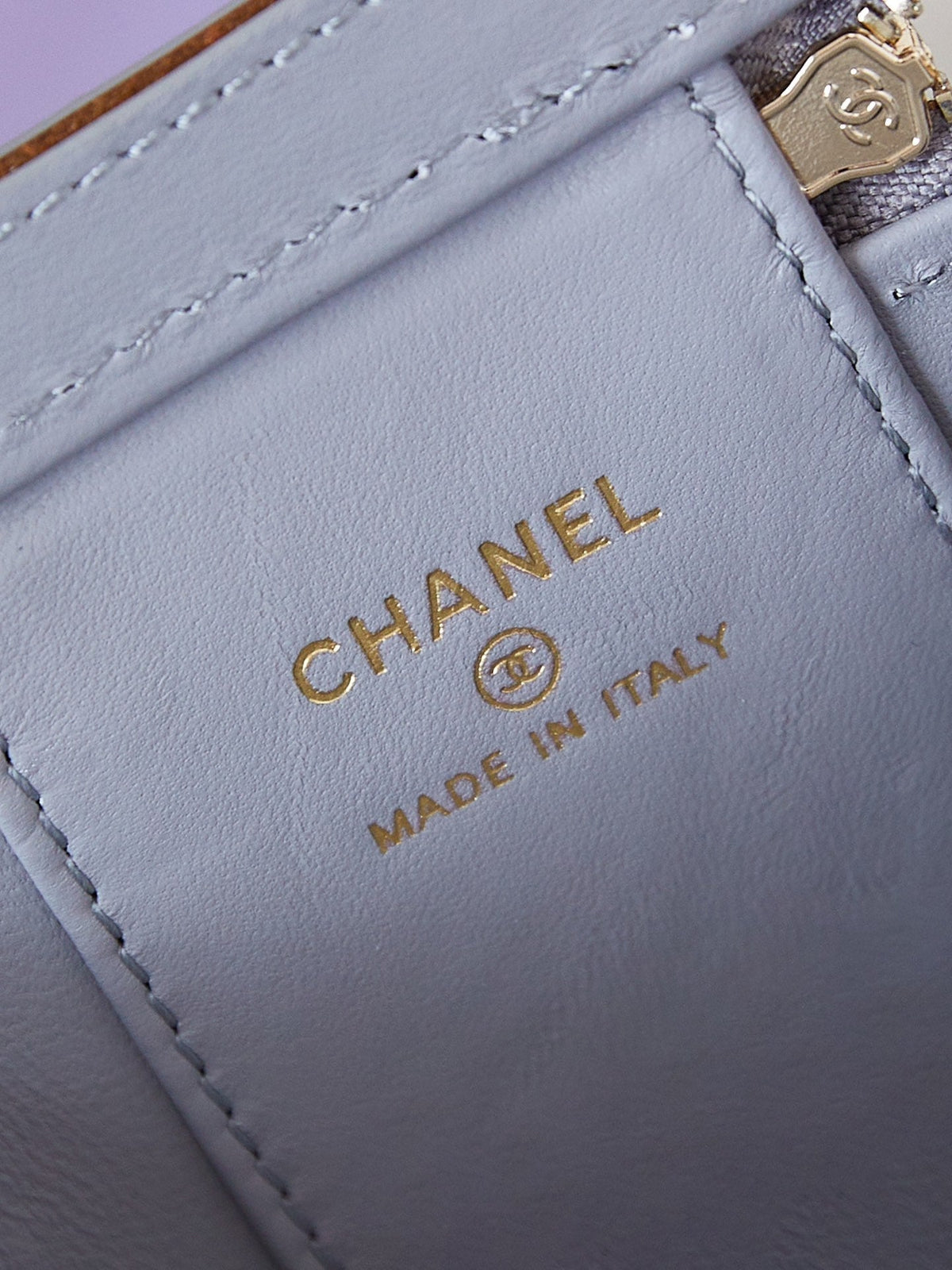 CHANEL 25S MINI VANITY BAG 11 CM IN GREY LAMBSKIN WITH CRYSTAL-EMBELLISHED  LOGO