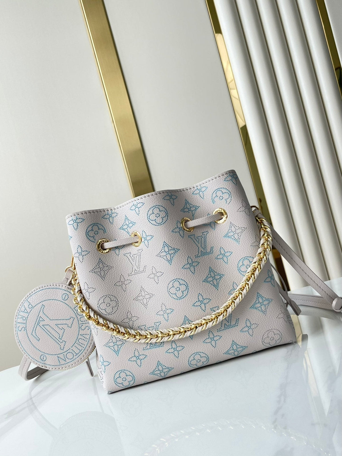 LOUIS VUITTON BELLA 22 IN BLUME PERFORATED CALFSKIN GOLD HARDWARE