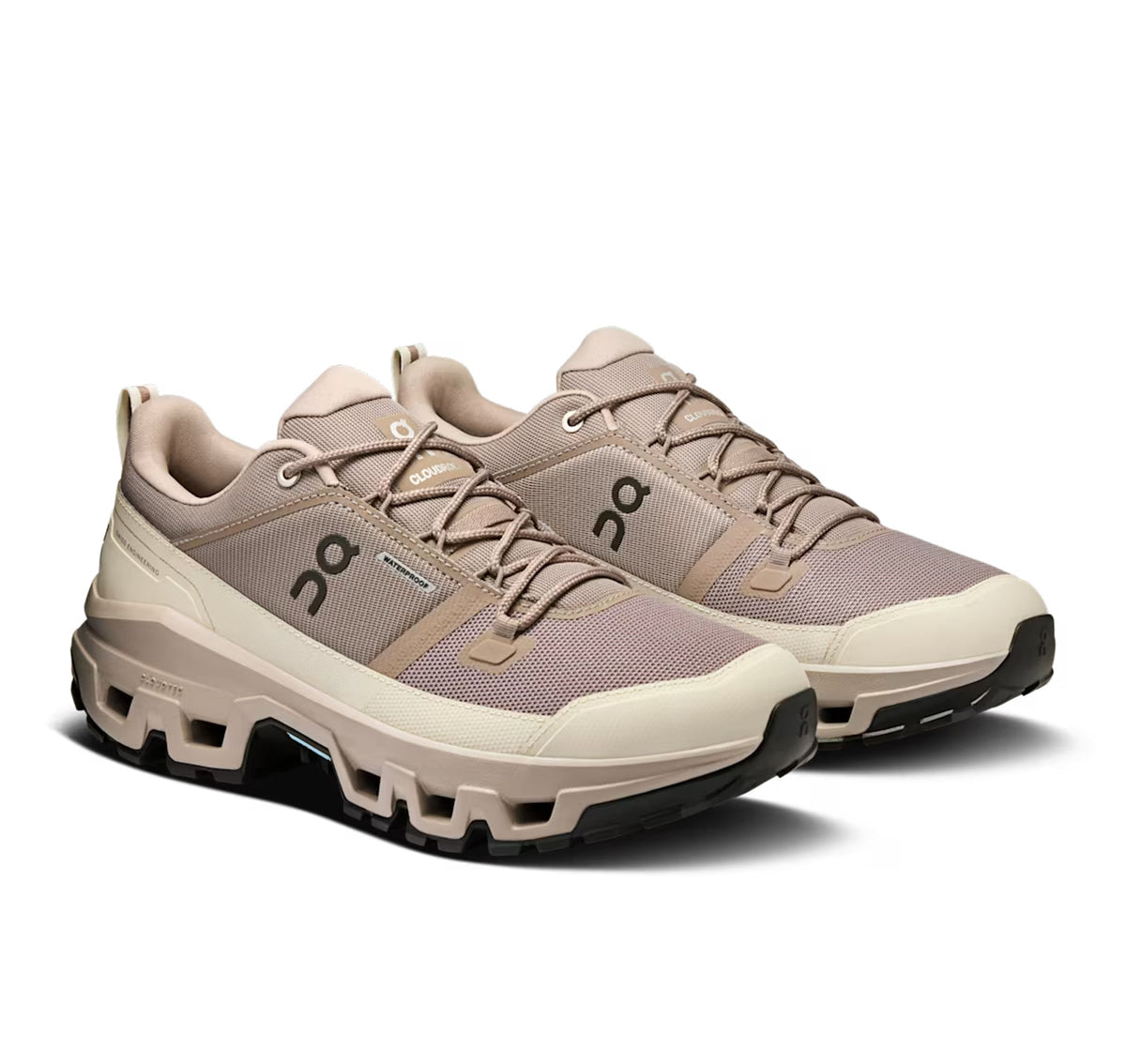 On Men's Cloudrock Low Waterproof Cinder/Fog Hiking Shoes