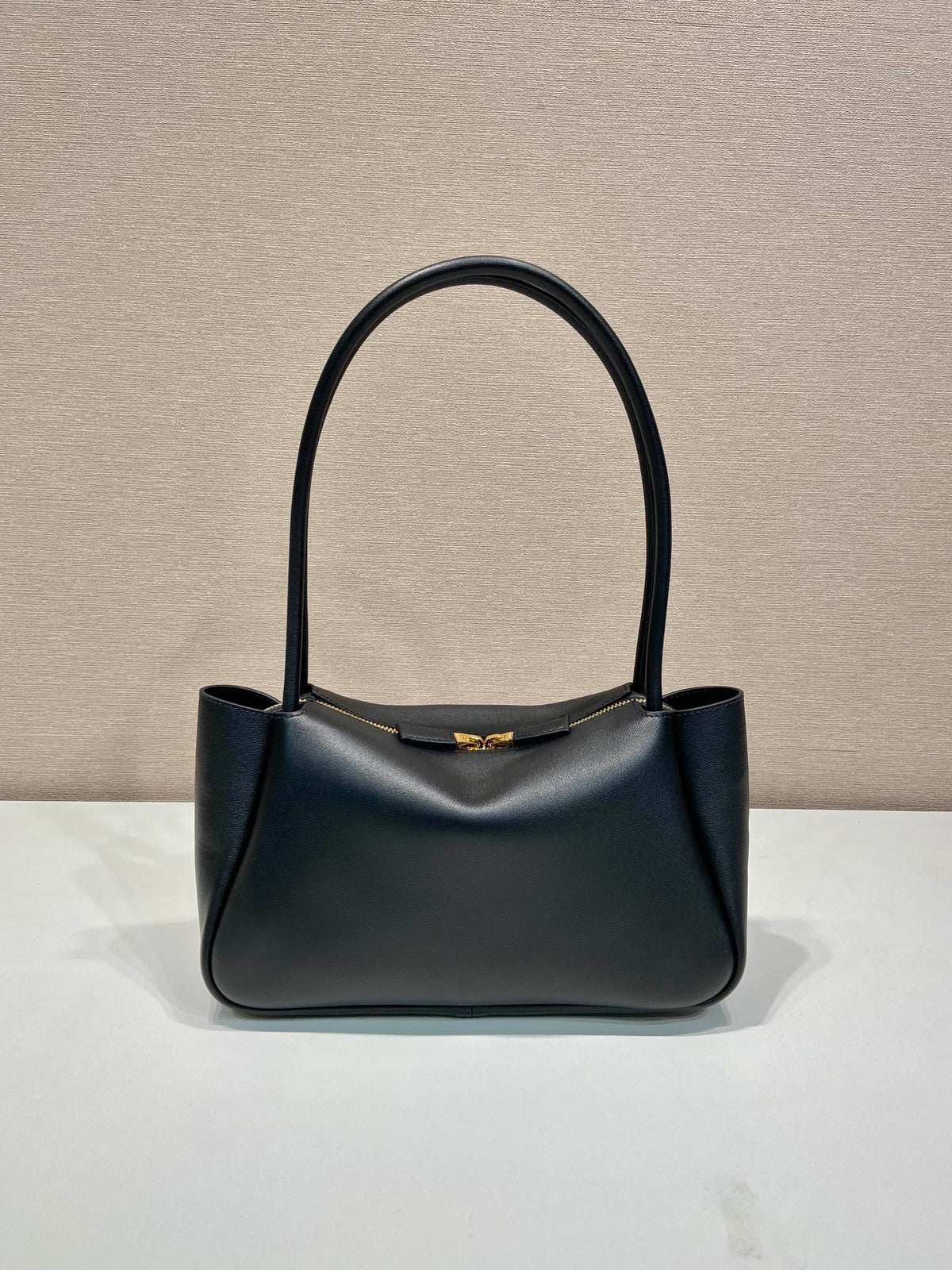 PRADA 28 LARGE BLACK CALFSKIN HANDBAG