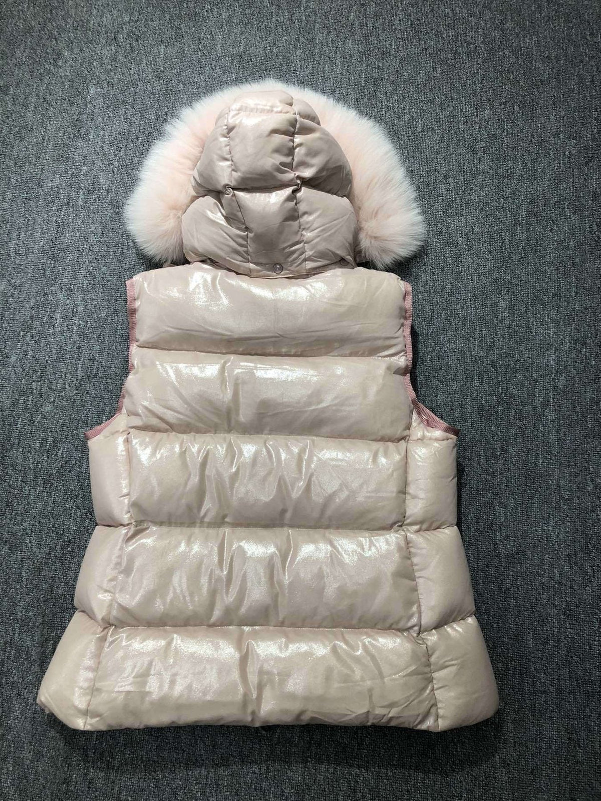 Moncler Fur-Trim Hooded Down Vest — back