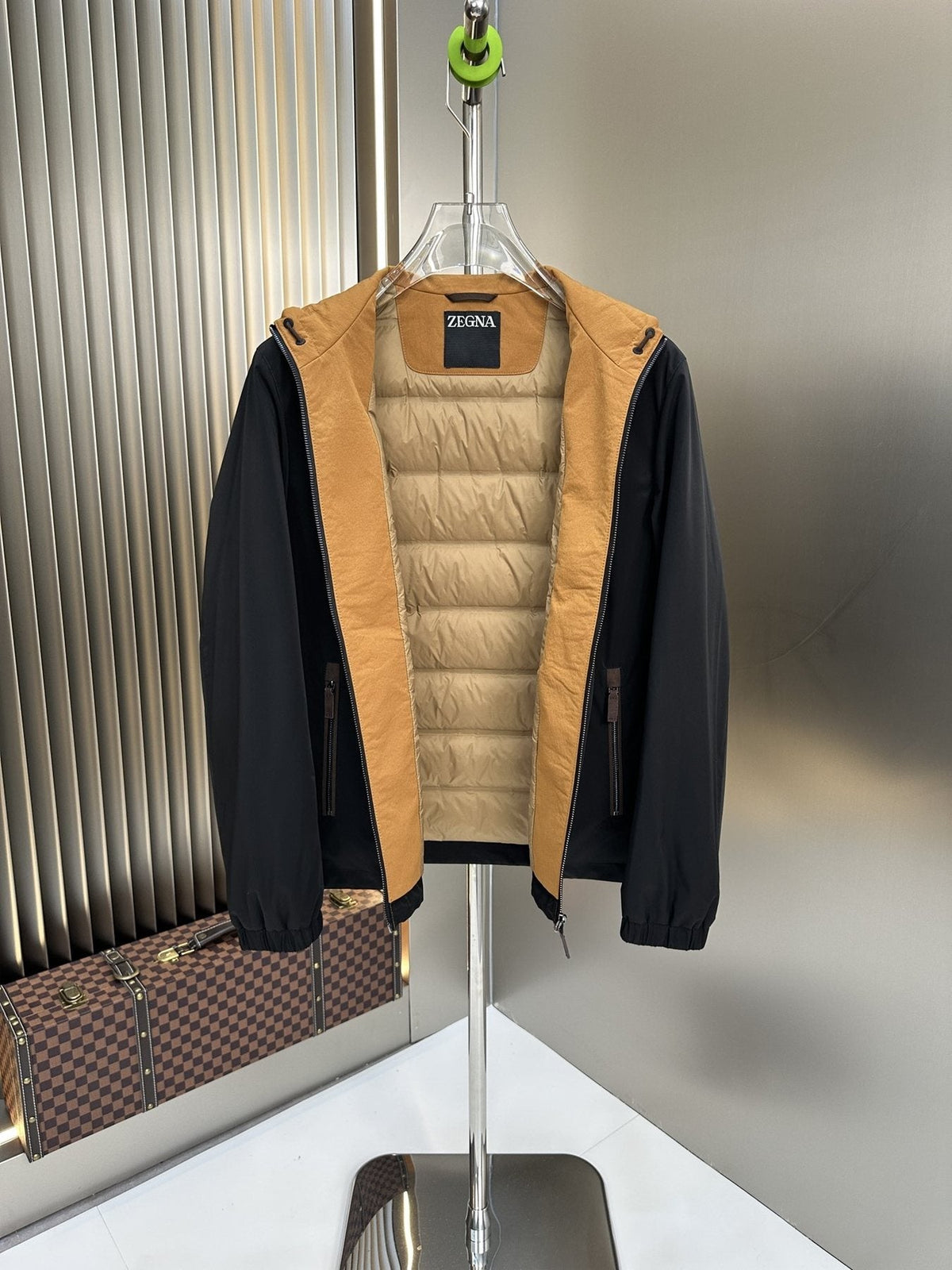 Zegna Reversible Stand-Collar Coat — detail