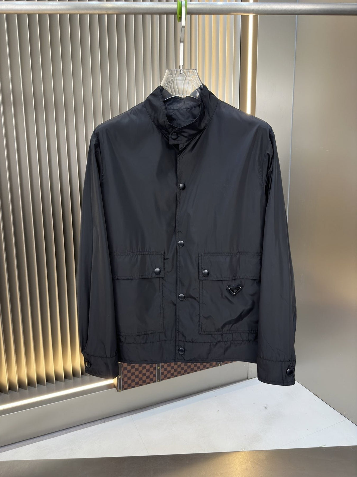 Prada Stand Collar Zip-Front Jacket — front