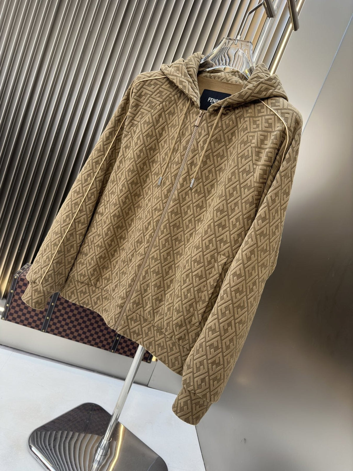 Fendi All-Over Monogram Full-Zip Hoodie — front