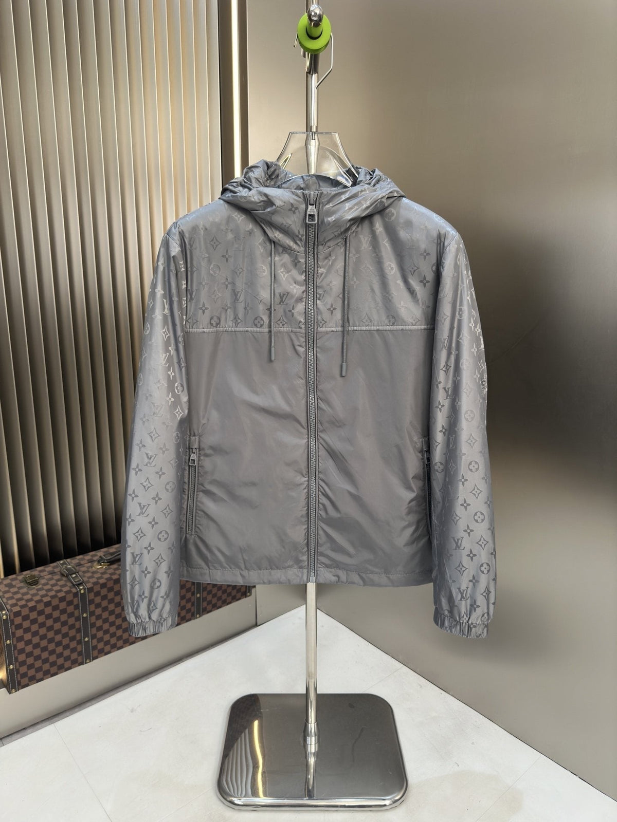 LV Hooded Patterned Panel Jacket — hero