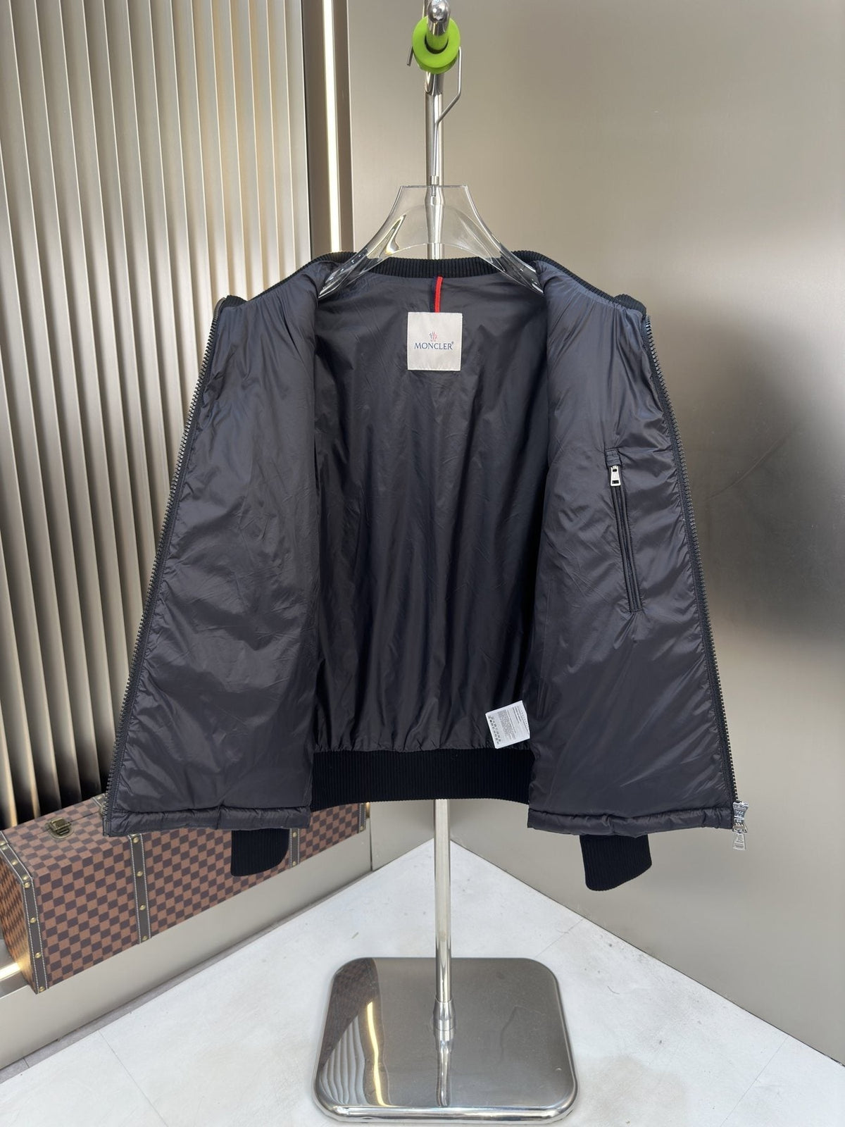 Moncler Quilted Knit-Sleeve Zip Jacket — hang_tag