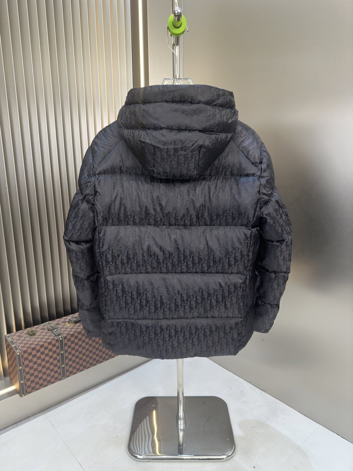 Dior Tonal Monogram Hooded Puffer Jacket — back