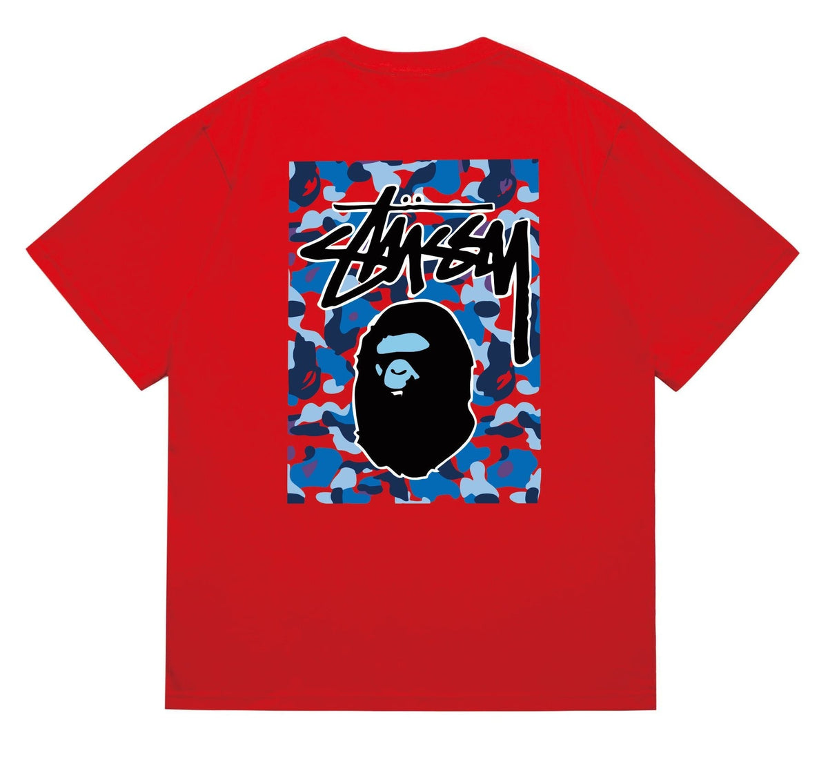BAPE Blue Camo Black Ape Graphic T-Shirt — back