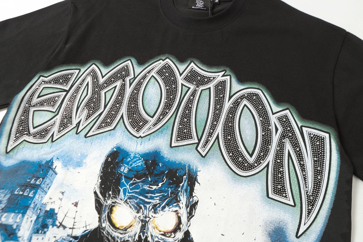 MIXED EMOTION Rhinestone Graphic T-Shirt — detail