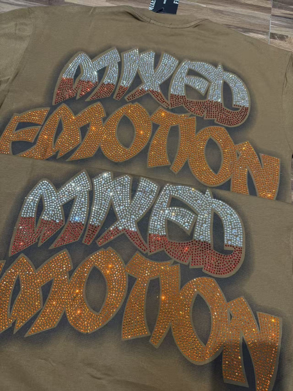 MIXED EMOTION Olive Brown Graphic T-Shirt — context