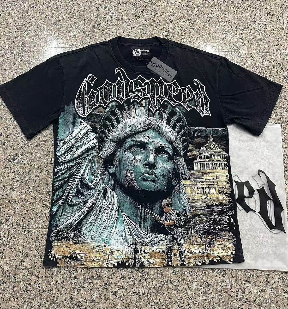 Godspeed Statue of Liberty Graphic T-Shirt — context