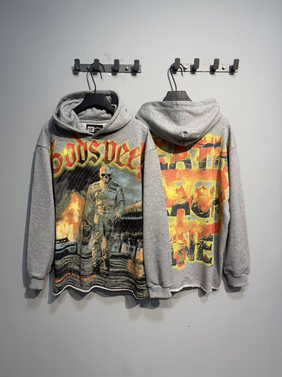 Godspeed Gray Racing Graphic Pullover Hoodie — context