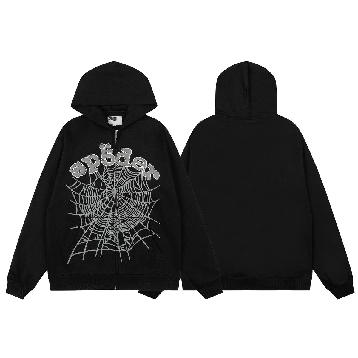 Sp5der Spider-Web Zip Hoodie & Jogger Matching Set — front