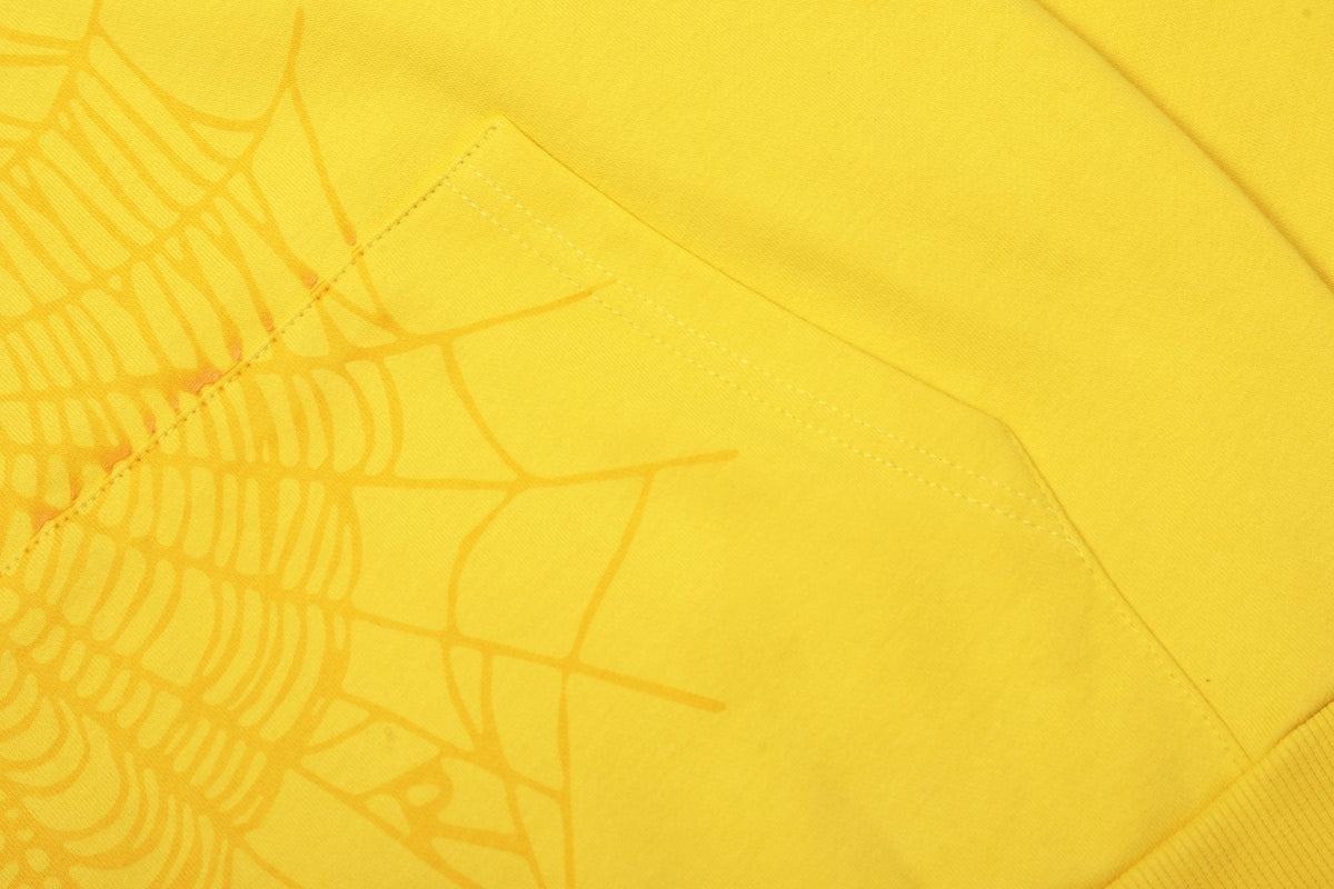 Sp5der Yellow Graphic Hoodie & Sweatpants Matching Set — detail