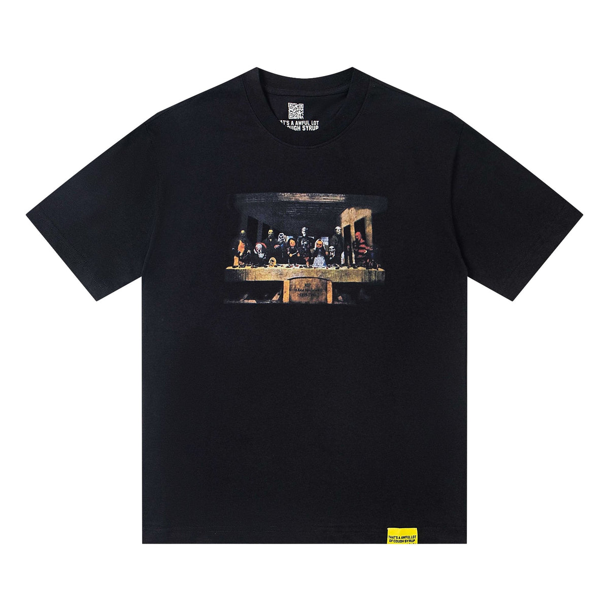 THAT'S A AWFUL LOT OF COUGH SYRUP Black Back-Print Short-Sleeve T-Shirt — hero