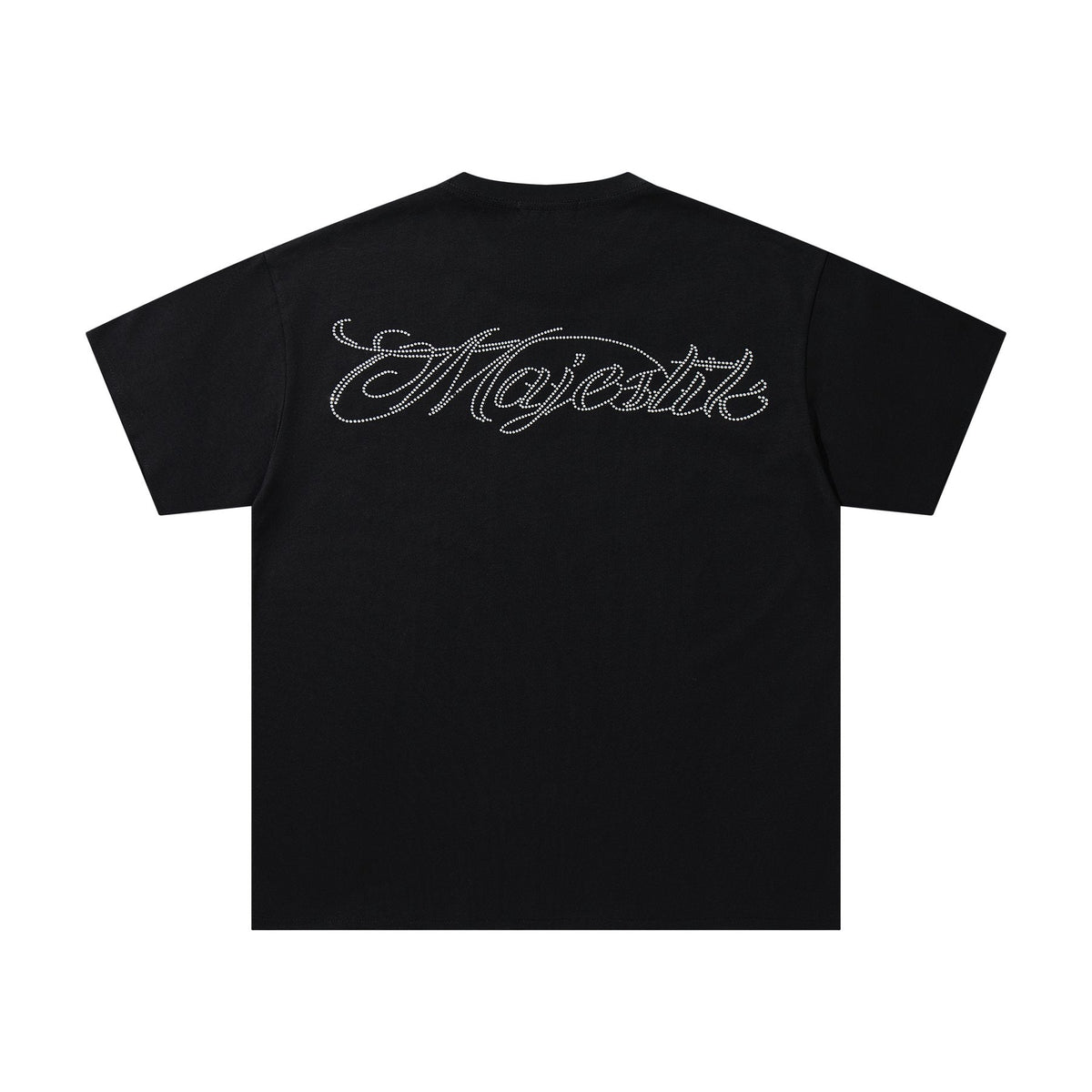 MAJESTIK Distressed Rhinestone Graphic T-Shirt — back