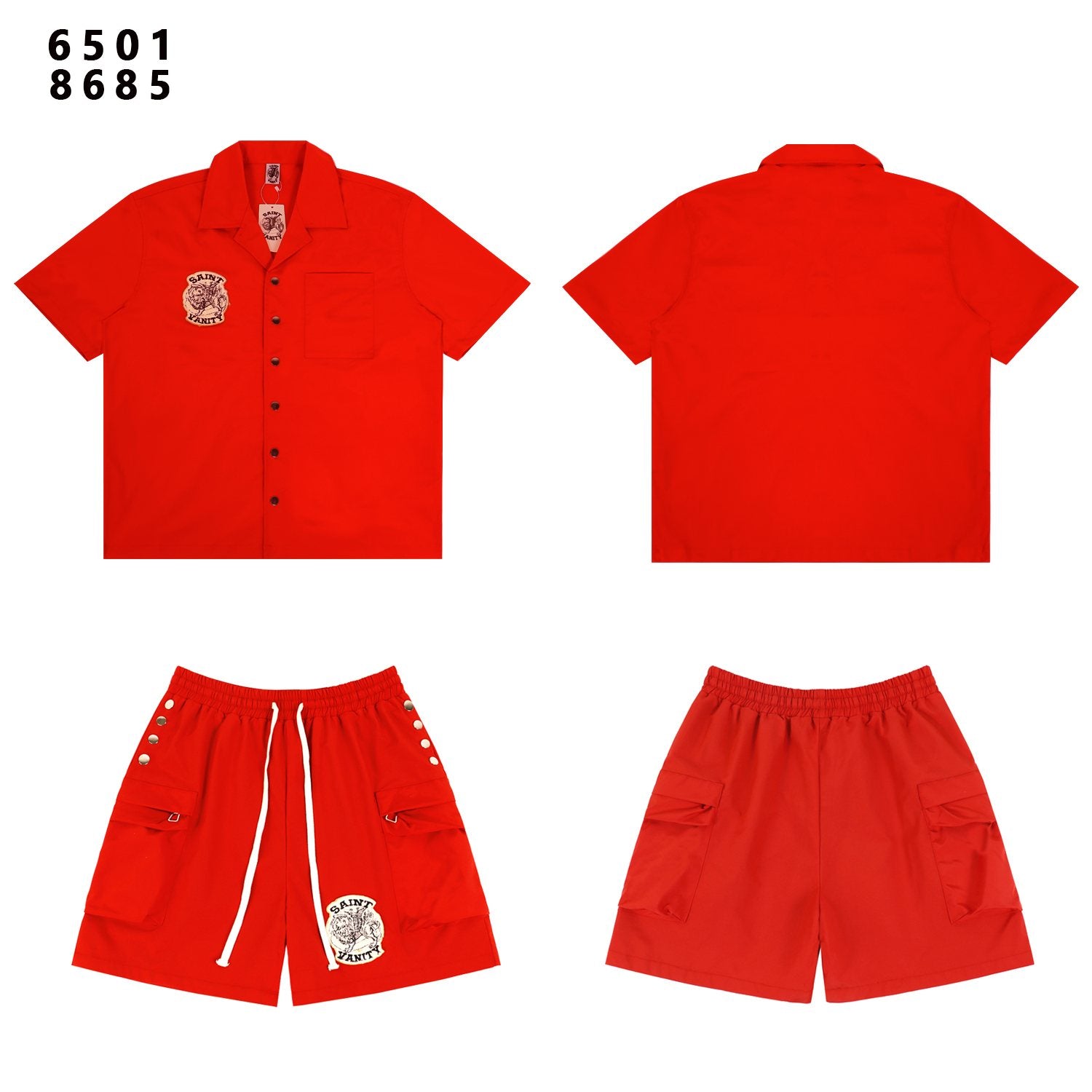SAINT Tiger Patch Camp-Collar Shirt & Shorts Set — front