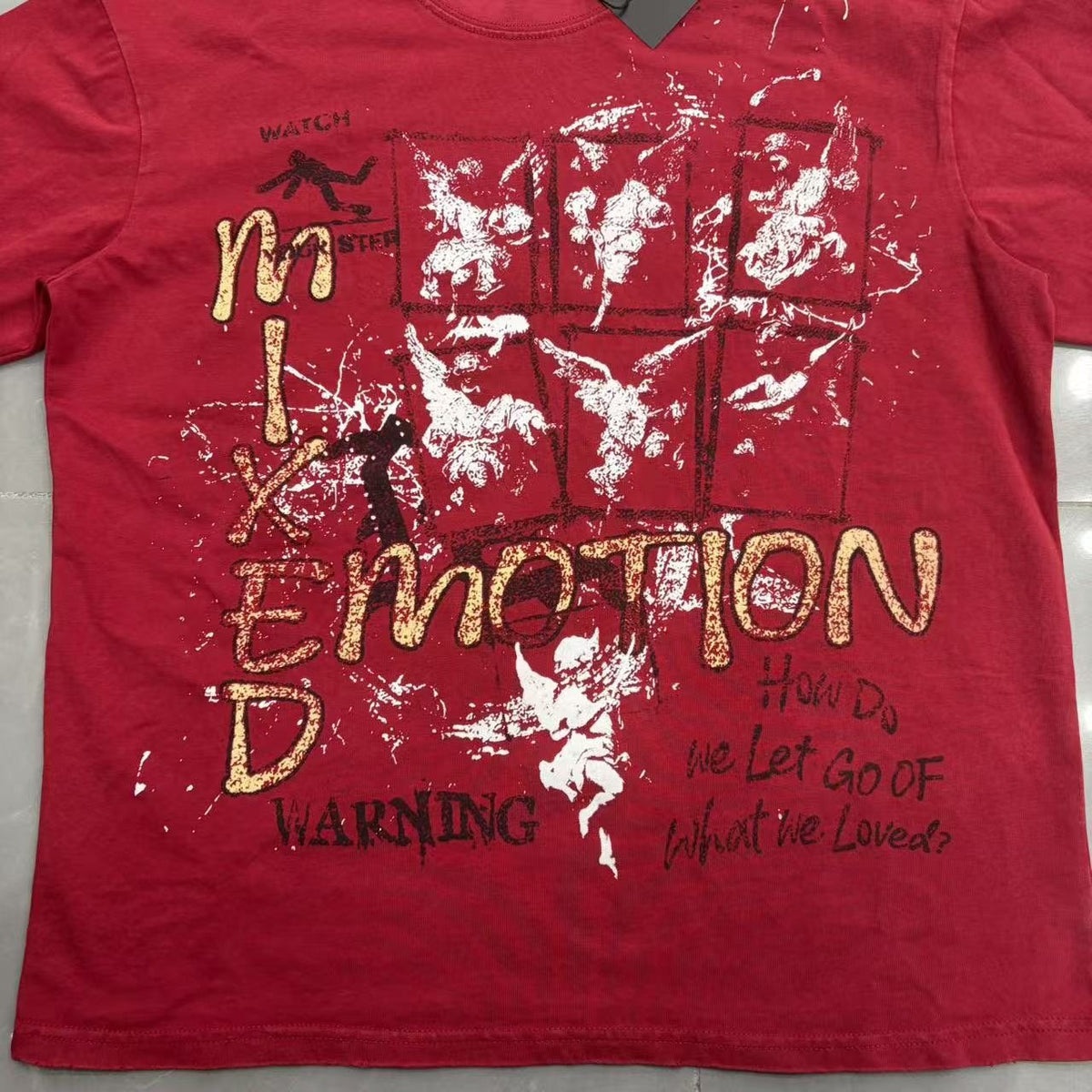 Mixed Emotion Warning Graphic Short-Sleeve T-Shirt — detail