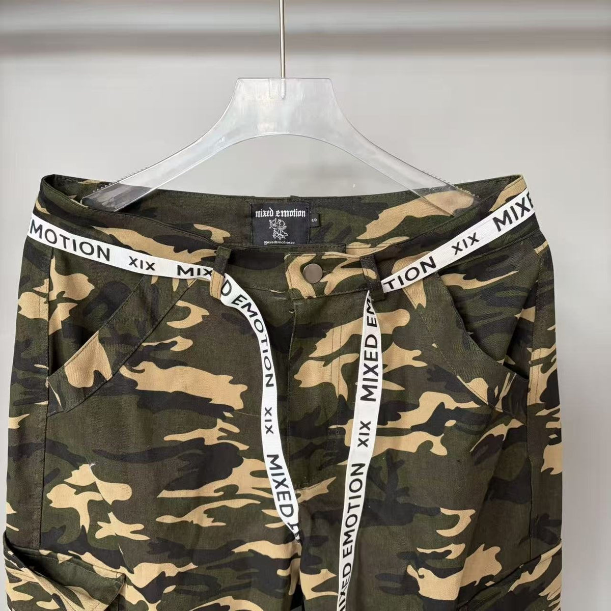Mixed Emotion Camouflage Cargo Pants — detail