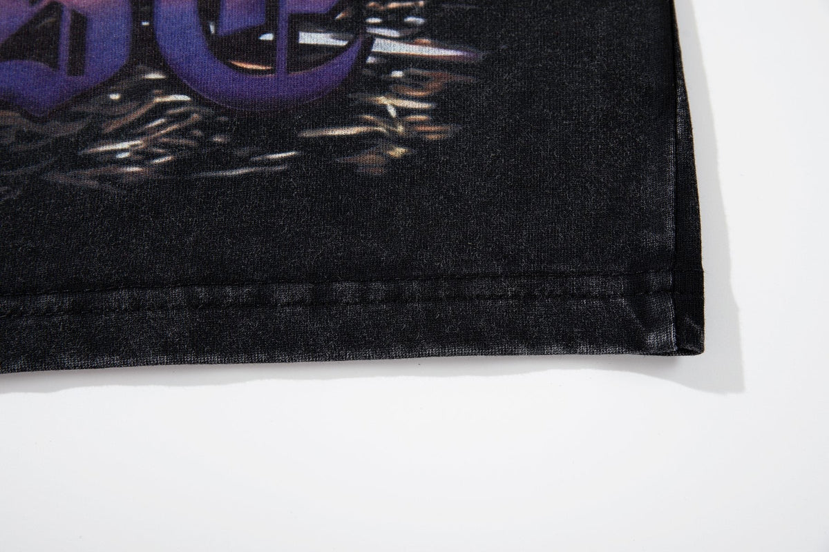 MAJESTIK Washed Black Rhinestone Graphic T-Shirt — detail