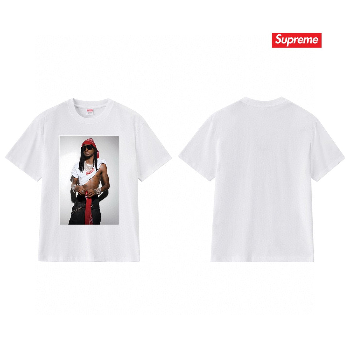 Supreme Playbi Caarti Portrait Graphic T-Shirt — back