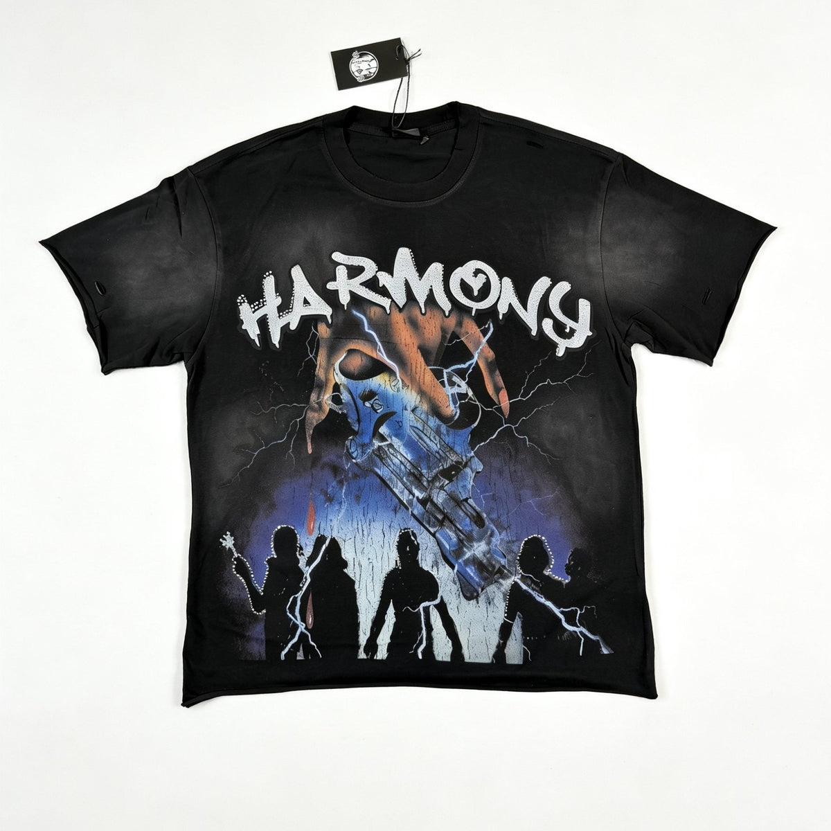 HARMONY New Age Distressed Rhinestone Graphic T-Shirt — hero