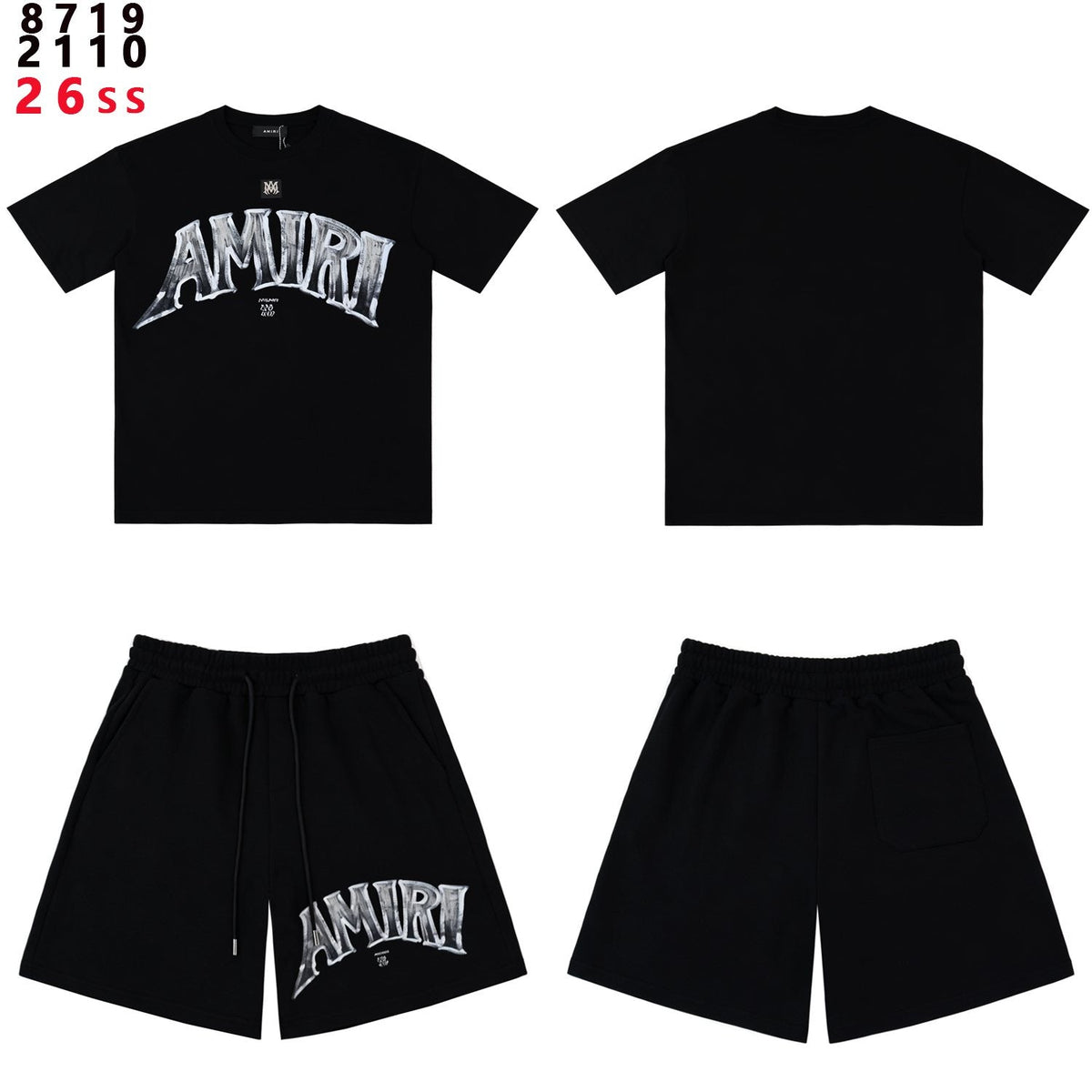 AMIRI Metallic Letter Graphic T-Shirt & Shorts Set — hero
