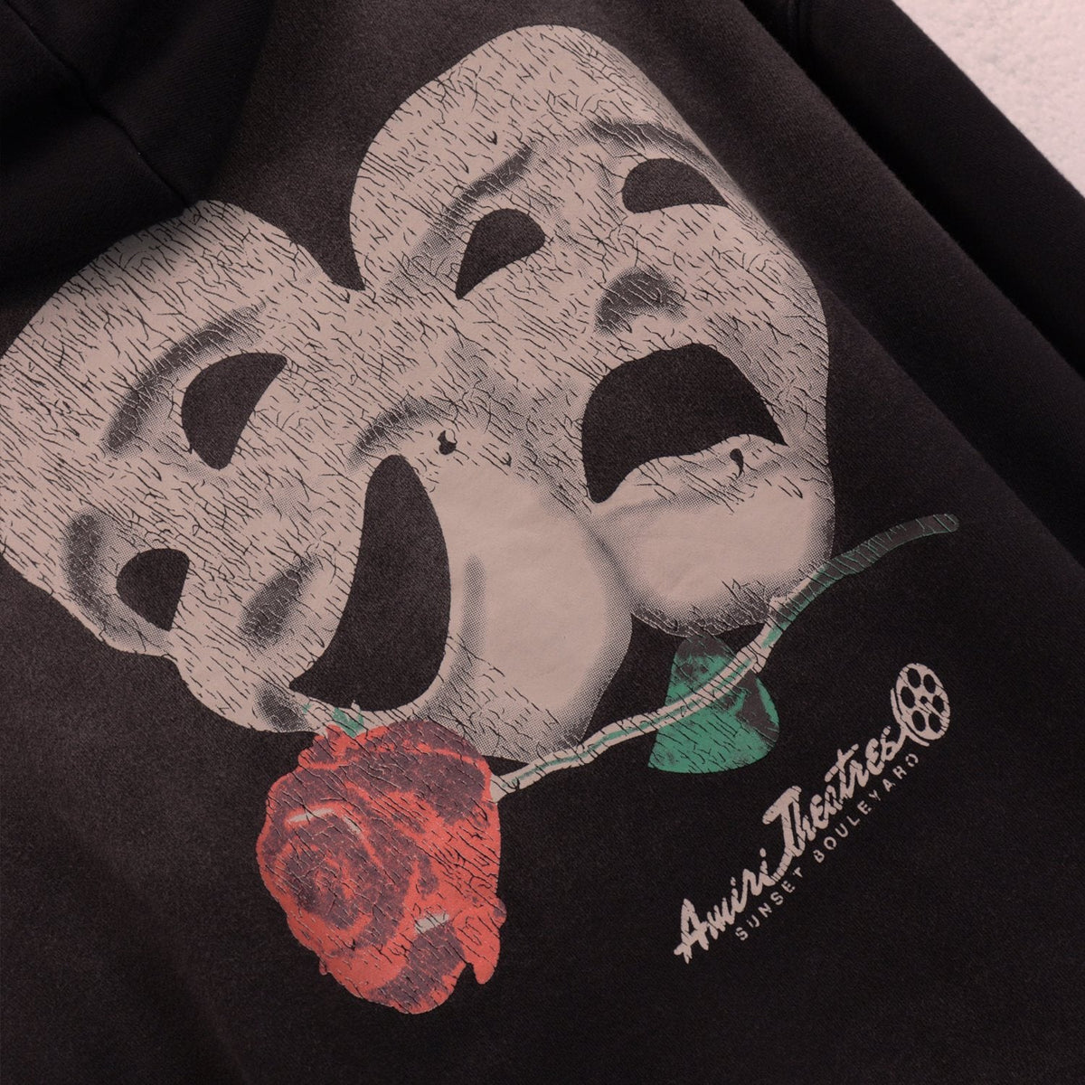 AMIRI Theatre Masks Rose Graphic Hoodie — detail