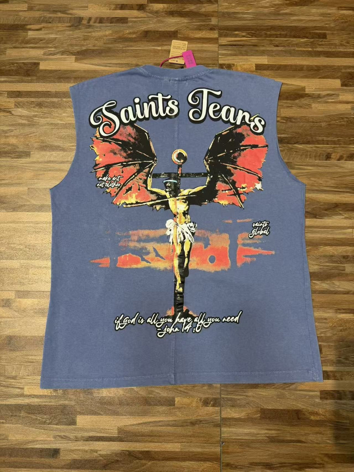 SAINT Tears & Crucifix Graphic Sleeveless T-Shirt — back