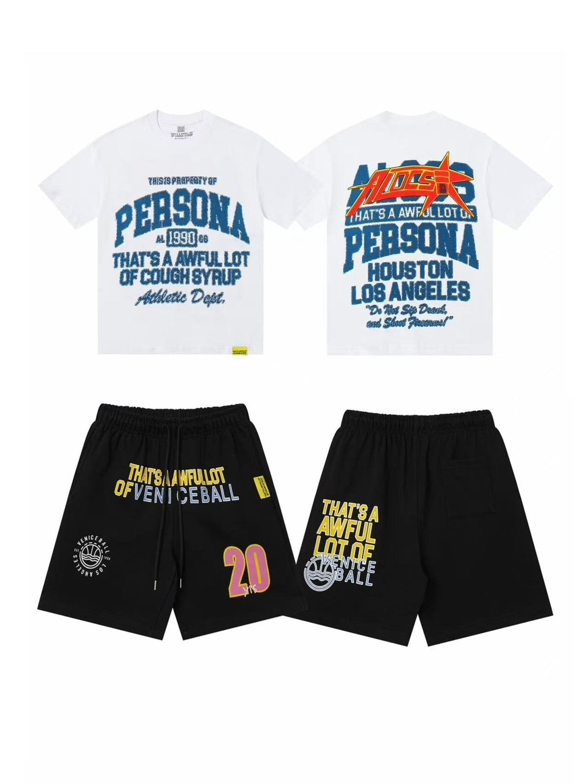THAT'S A AWFUL LOT OF COUGH SYRUP Persona Houston Short-Sleeve Set — front