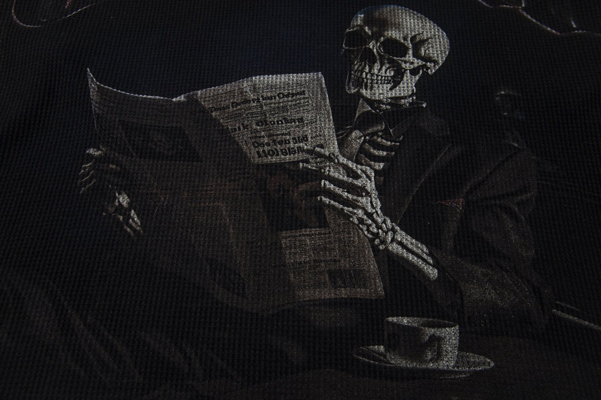 Godspeed Newspaper Skull Graphic Long-Sleeve T-Shirt — detail