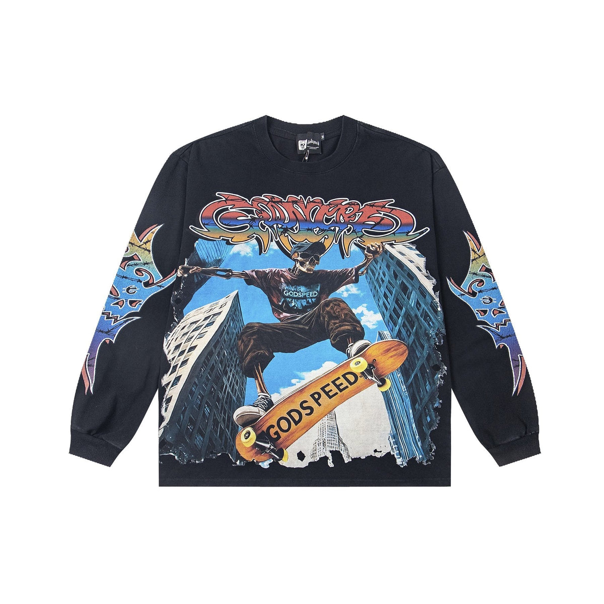 Godspeed White Ink Graphic Long-Sleeve T-Shirt — front