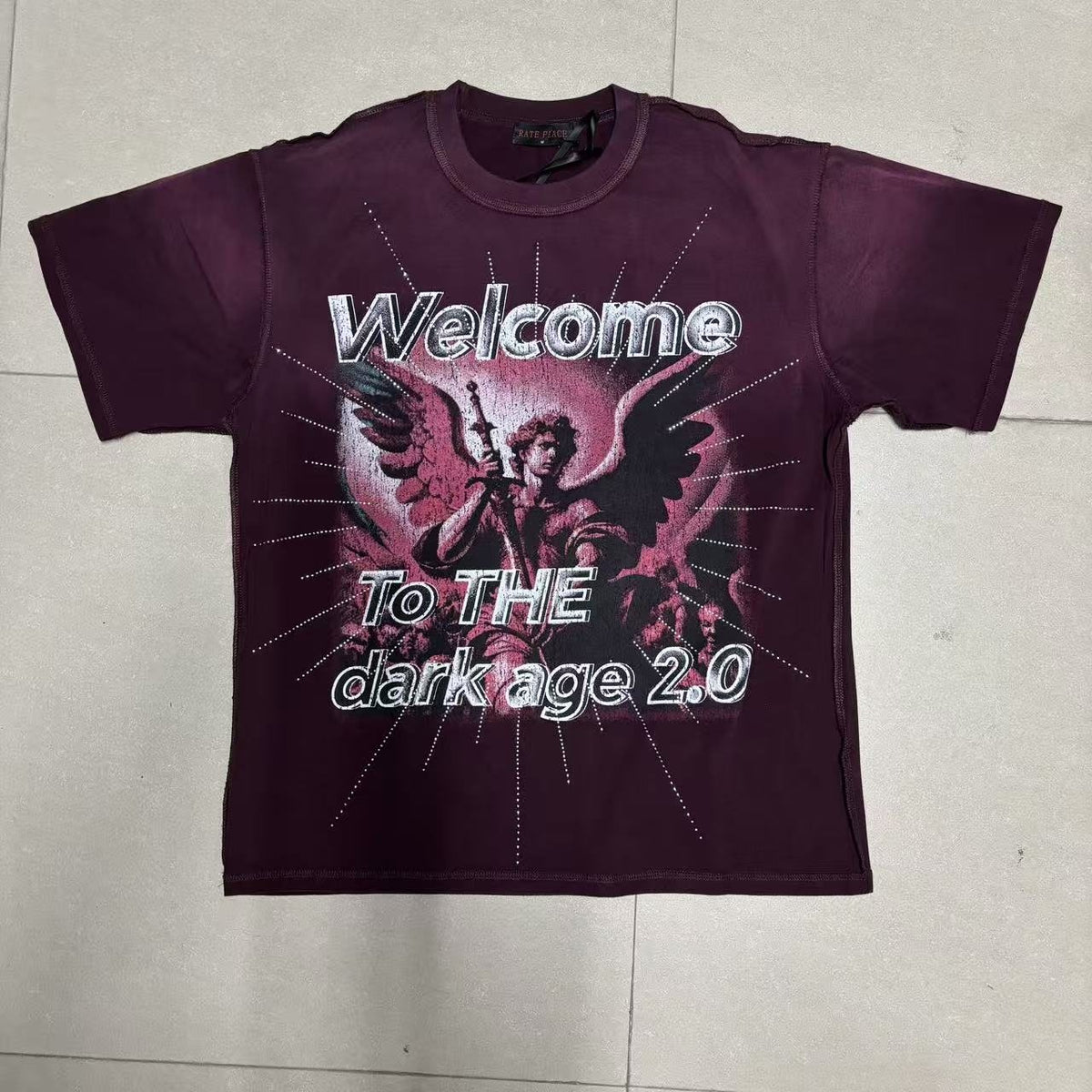 RARE PEACE Dark Warrior Angel Graphic Short-Sleeve T-Shirt — front