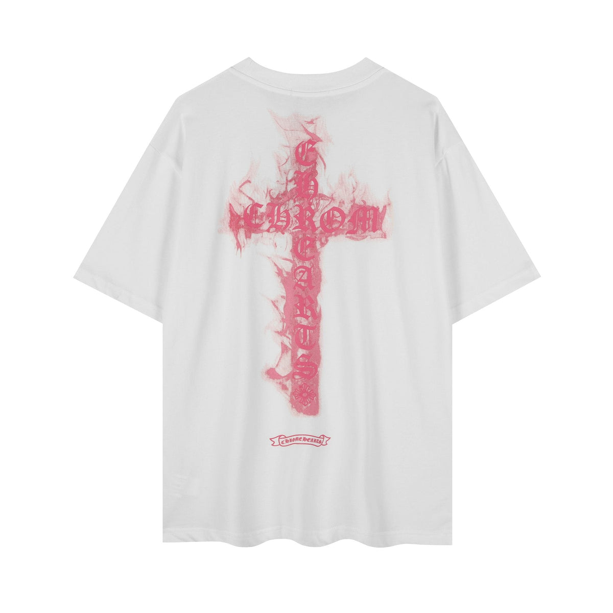 Chrome Hearts Pink Flame Cross Graphic T-Shirt — back