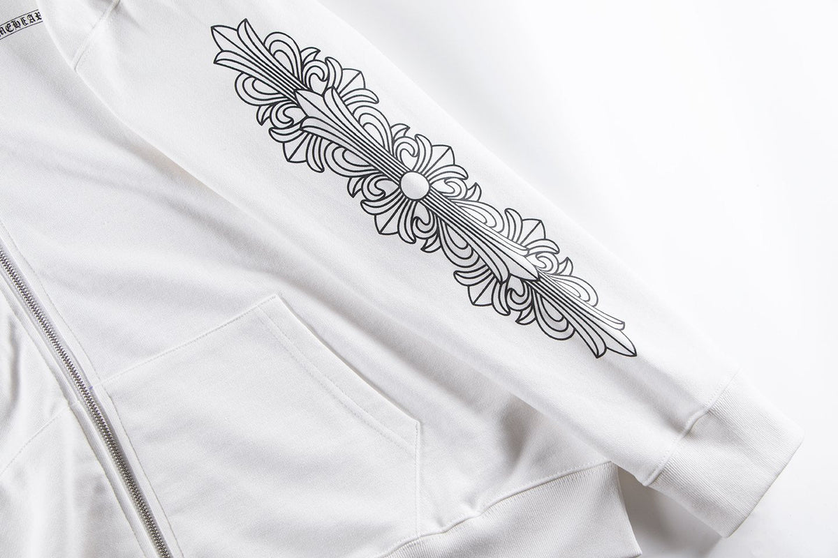 Chrome Hearts Horseshoe Cross Graphic Zip Hoodie — detail