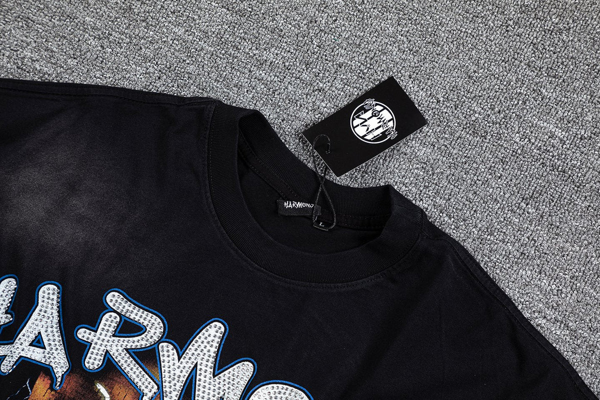 HARMONY Black Front & Back Graphic T-Shirt — hang_tag