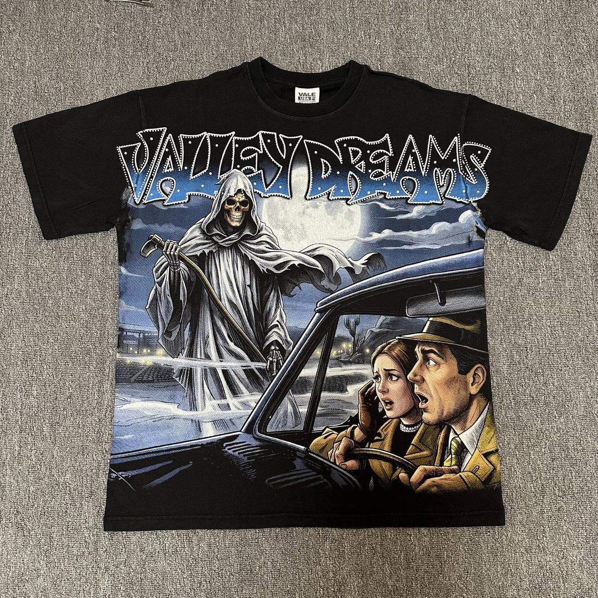 VALE USA Valley Dreams Rhinestone Graphic T-Shirt — front
