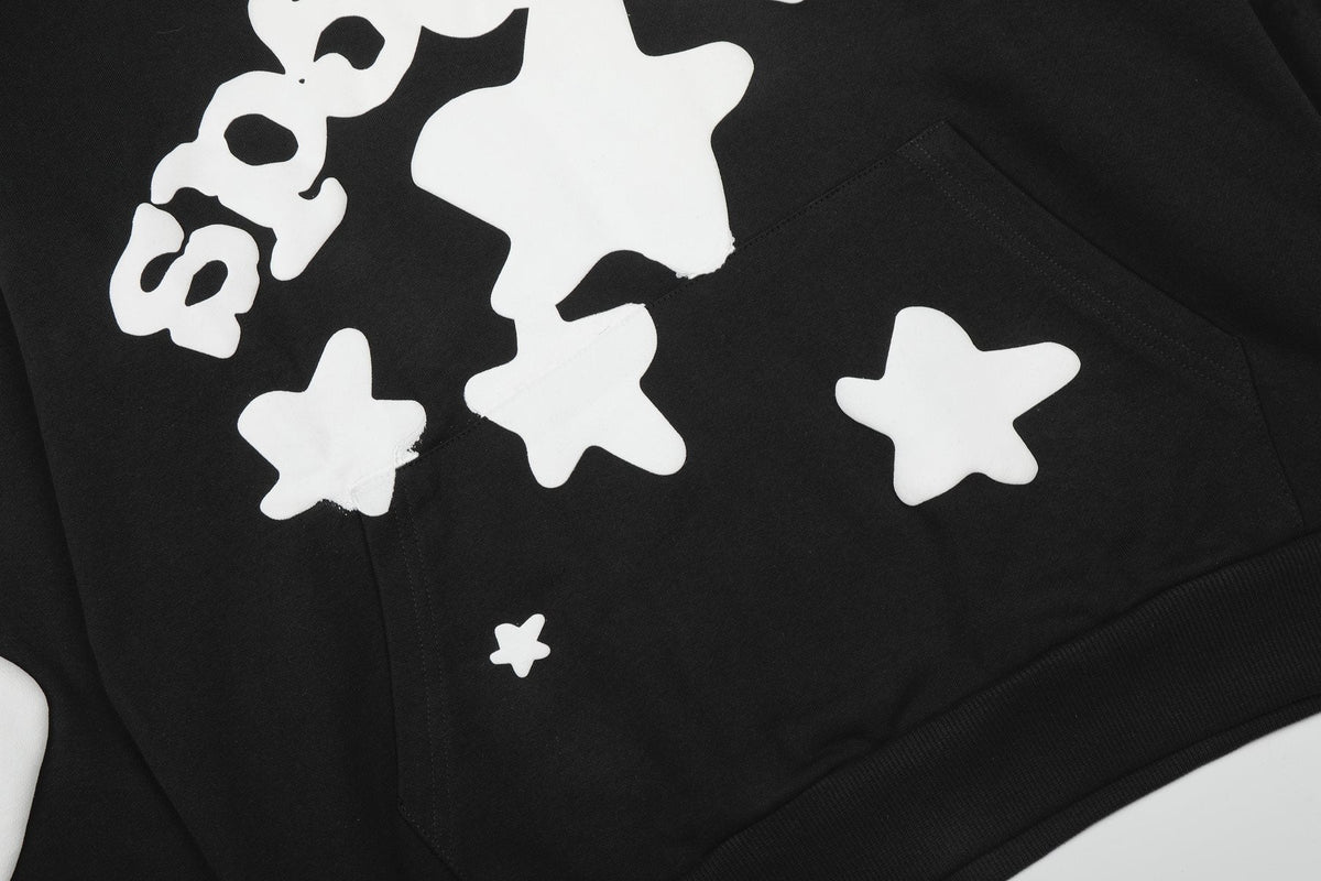Sp5der Black White Graphic Hoodie & Jogger Matching Set — detail