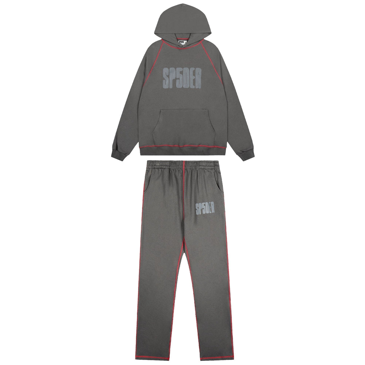 Sp5der Charcoal Gray Hoodie & Sweatpants Matching Set — hero
