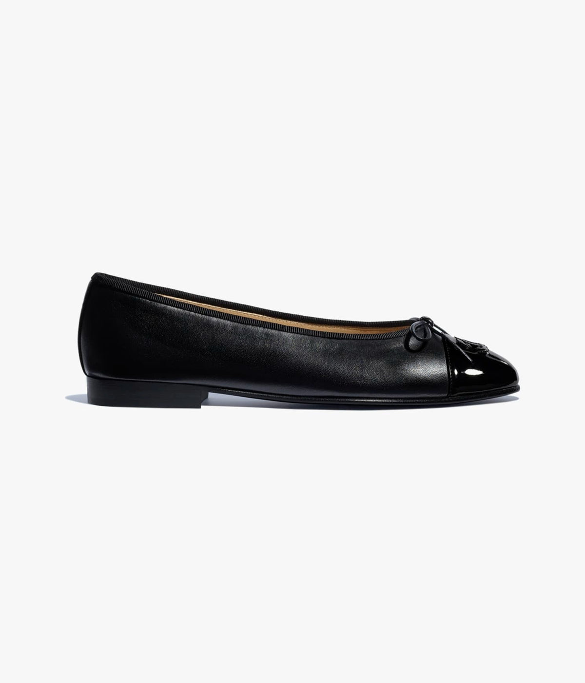 CHANEL BALLET FLATS BLACK LAMBSKIN