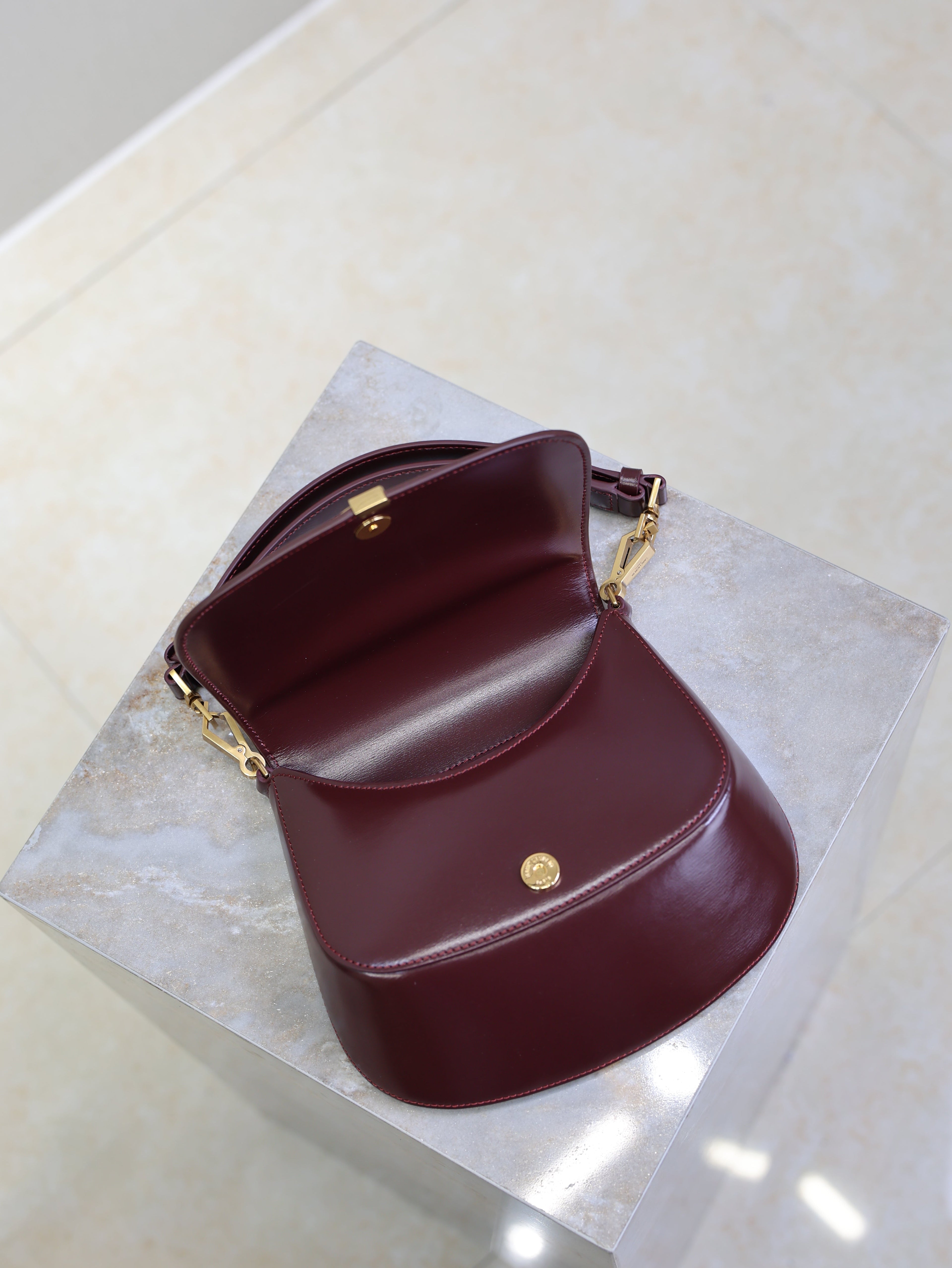 YSL 25S MINI VOLTAIRE 21 IN ROUGE CABERNET CALFSKIN SAINT LAURENT GOLD HARDWRE